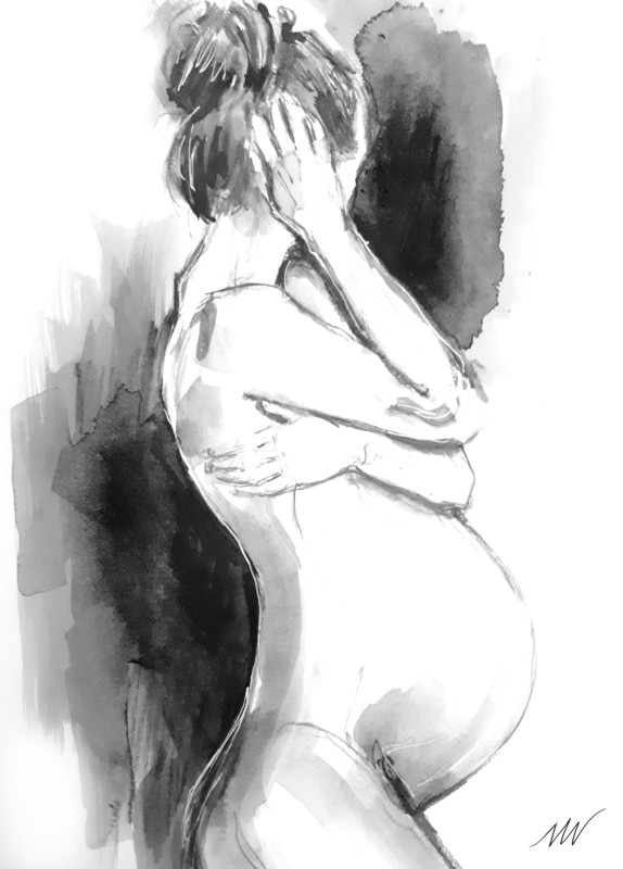 zwangere vrouw tekening