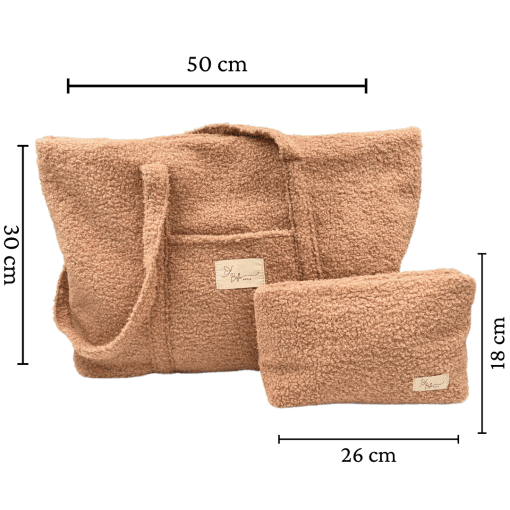 afmetingen luiertas beige teddystof