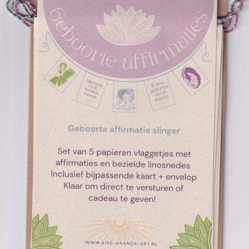 voorkant van de set affirmatie slinger geboorte